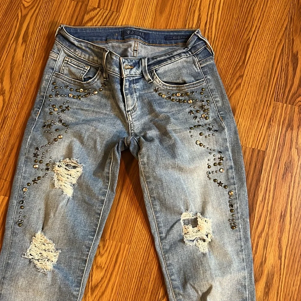 Guess Jeans,light Blue,with Studs Size 25 - Picture 2 of 6